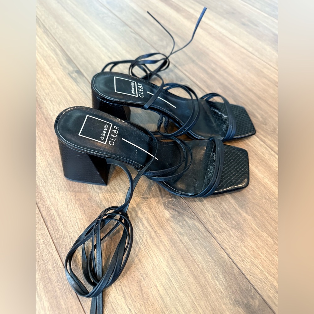 Dolce Vita black wrap heels - mismatched sizes 8.5 & 9